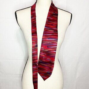 J GARCIA Mens Tie Red Brown Blue “DOGGIE” Collection Twenty Eight 58”x3.5” Silk